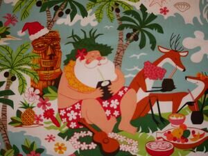 Surfing With Santa Pillowcase: Alexander Henry Designer Cotton